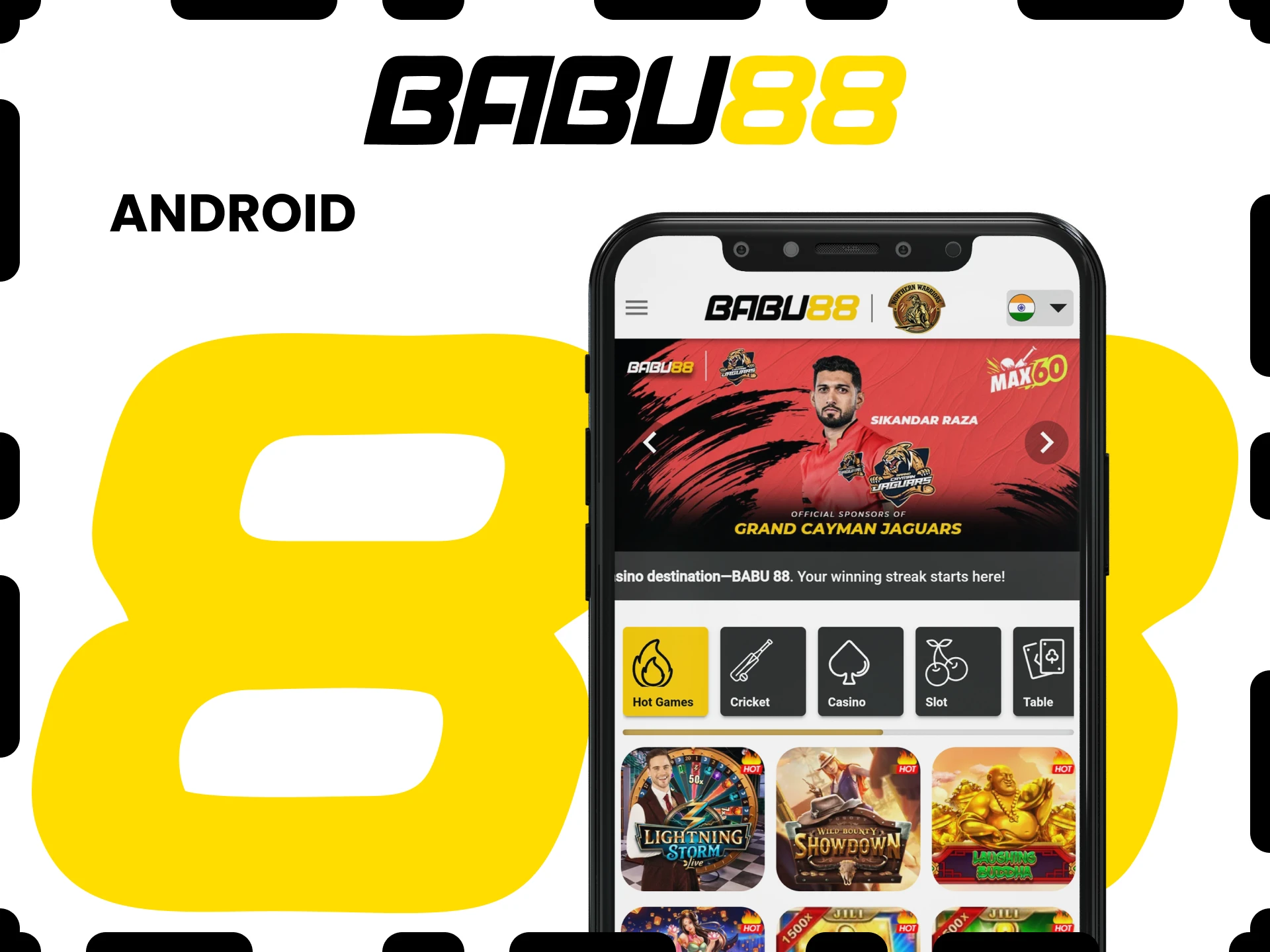 Install the Babu88 application for Android.