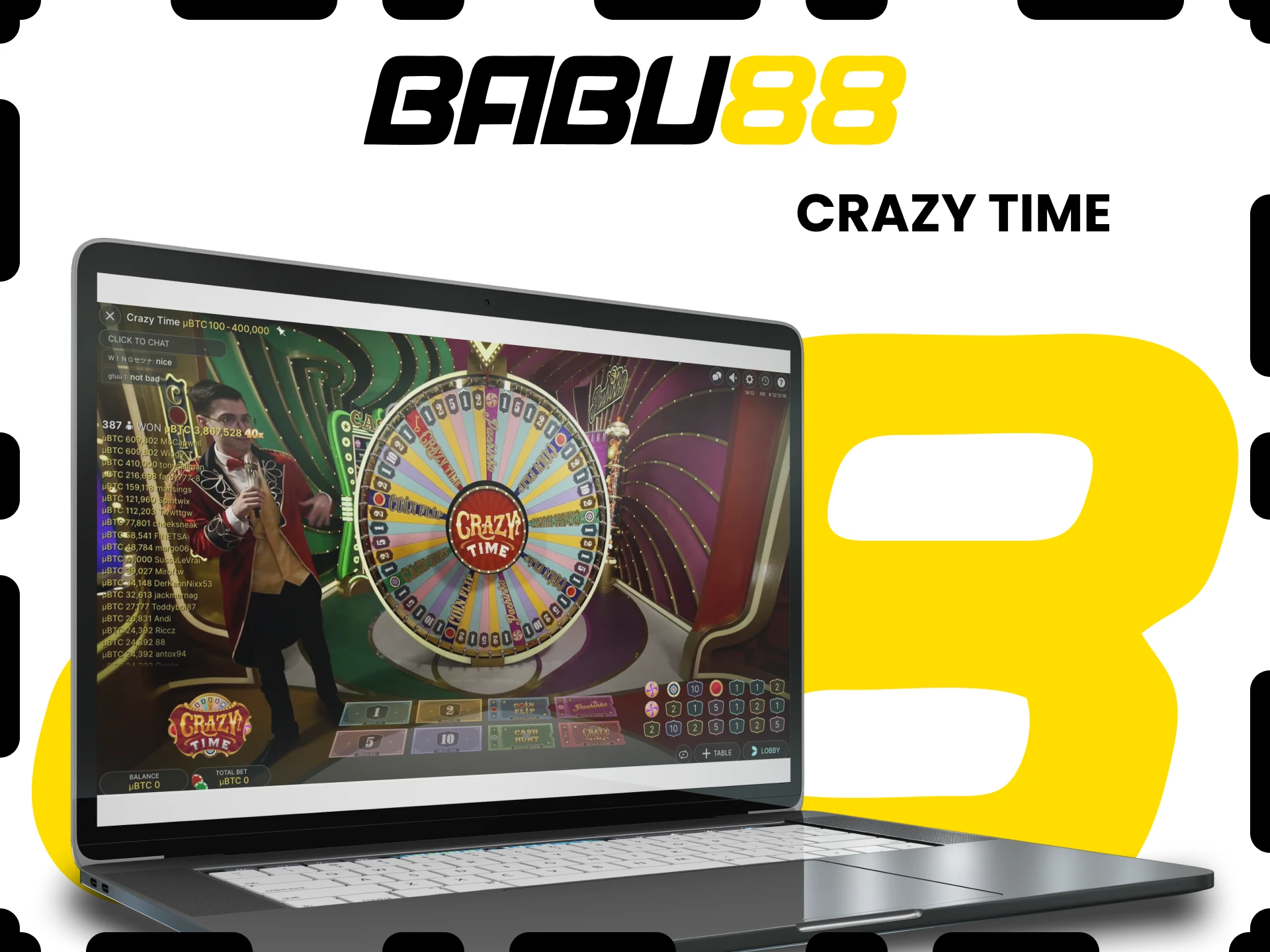 On Babu88, in the casino section, find Crazy Time.