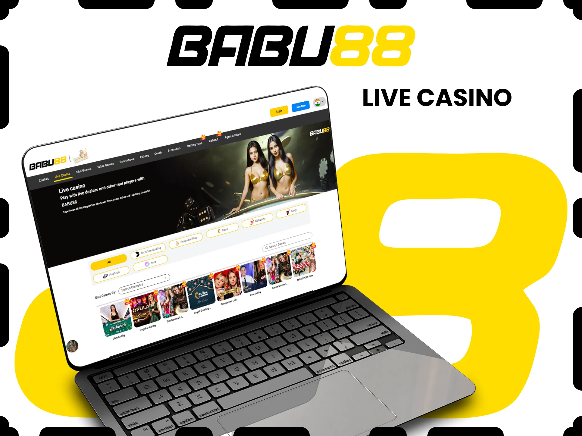 Choose the live casino section at Babu88.