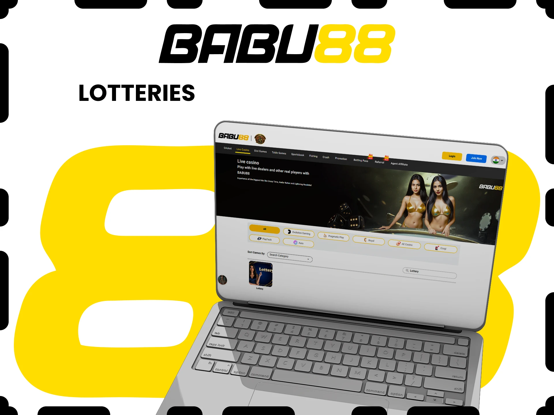 For casino games at Babu88, choose lotteries.