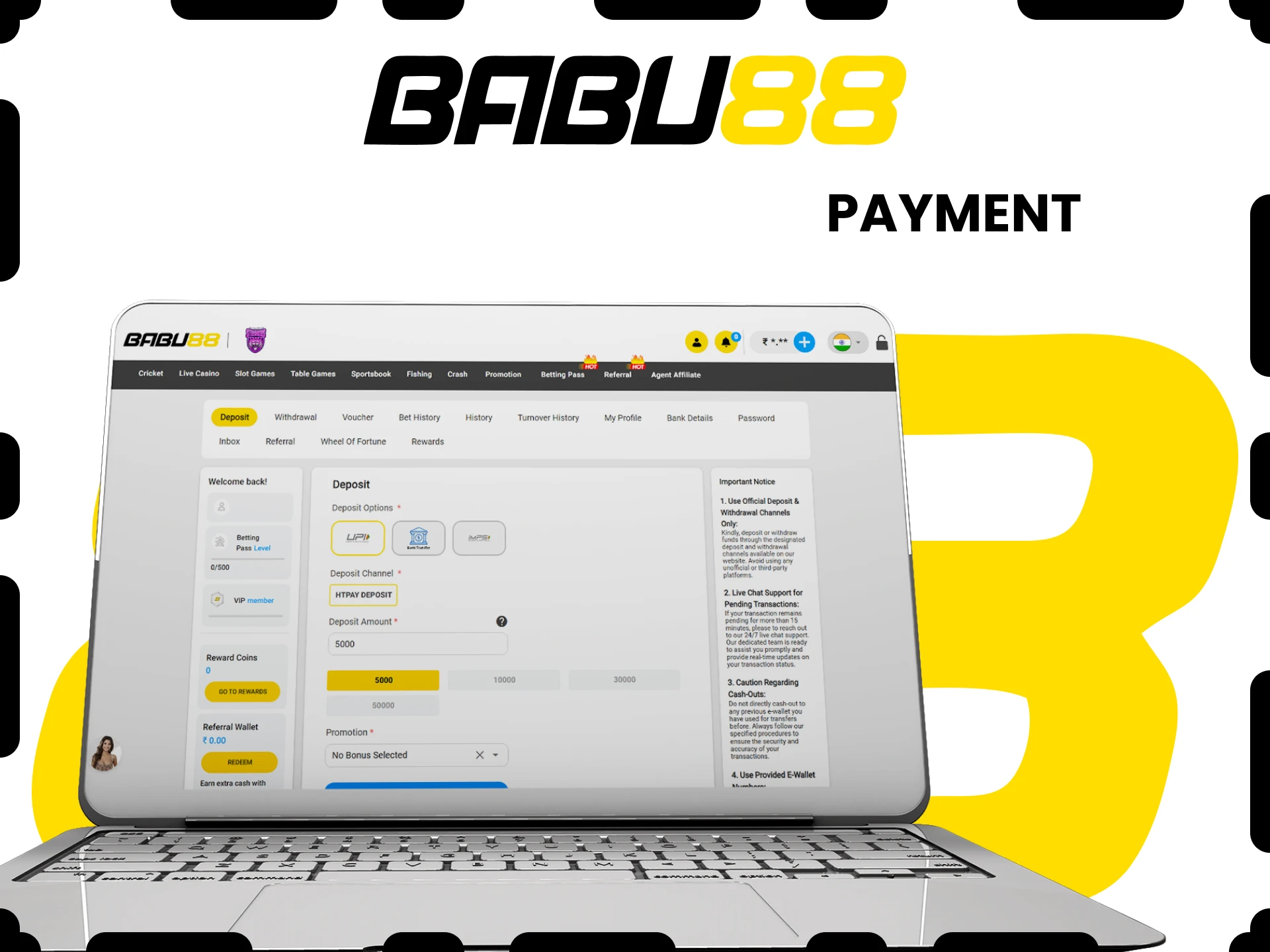 Choose a convenient payment method on Babu88.