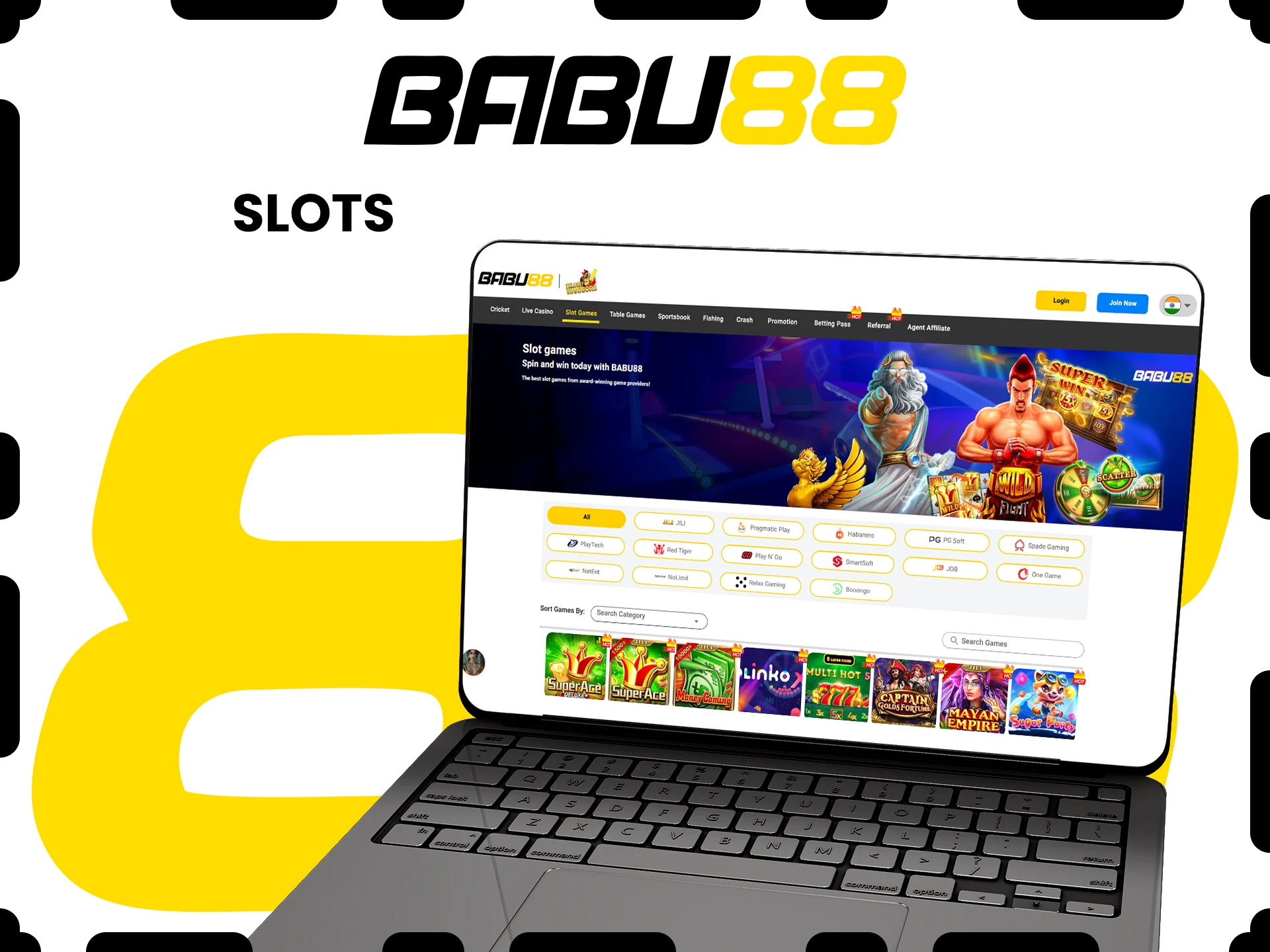 Visit the slots section on Babu88.