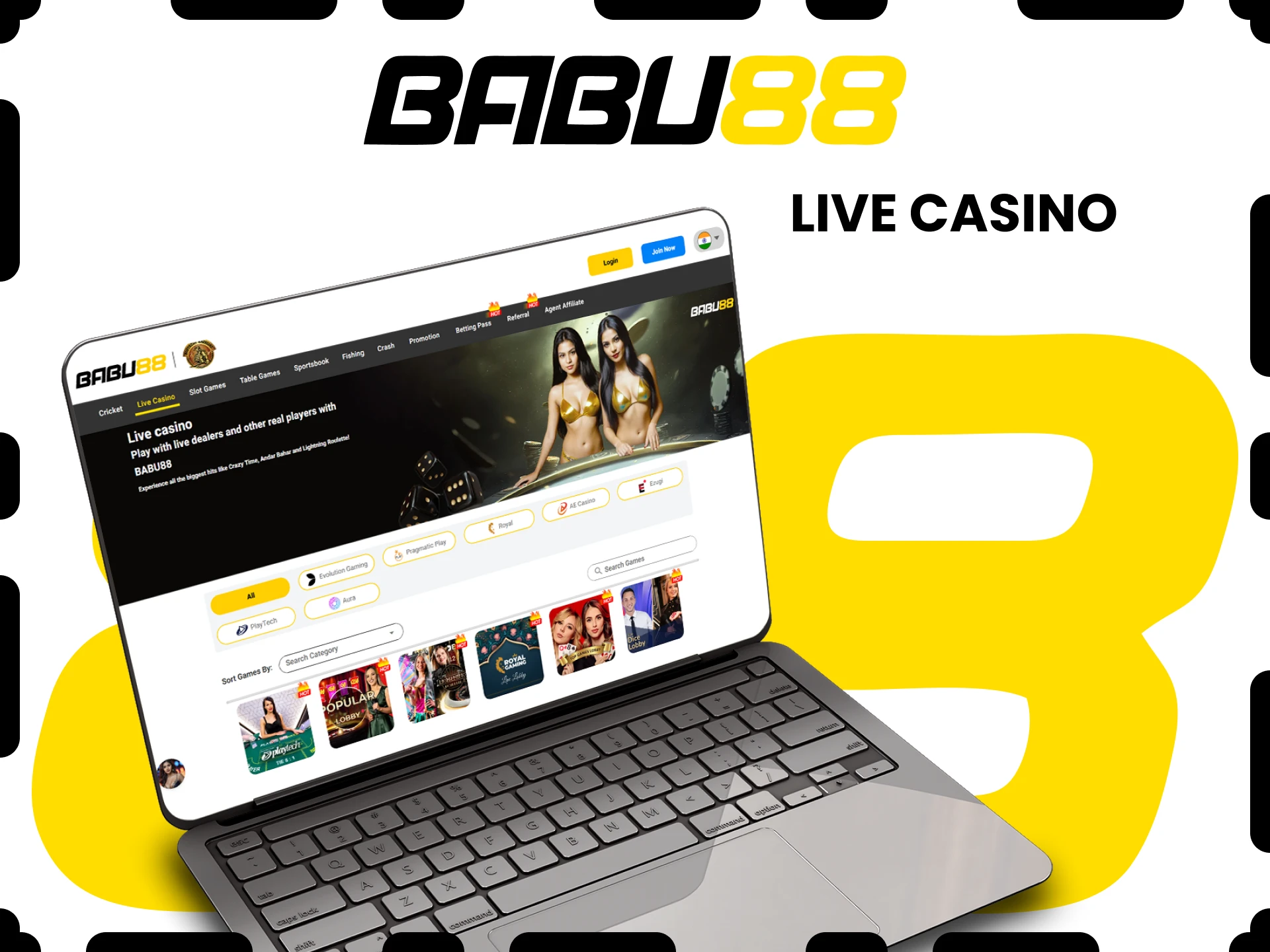 Visit the live casino games section at Babu88.