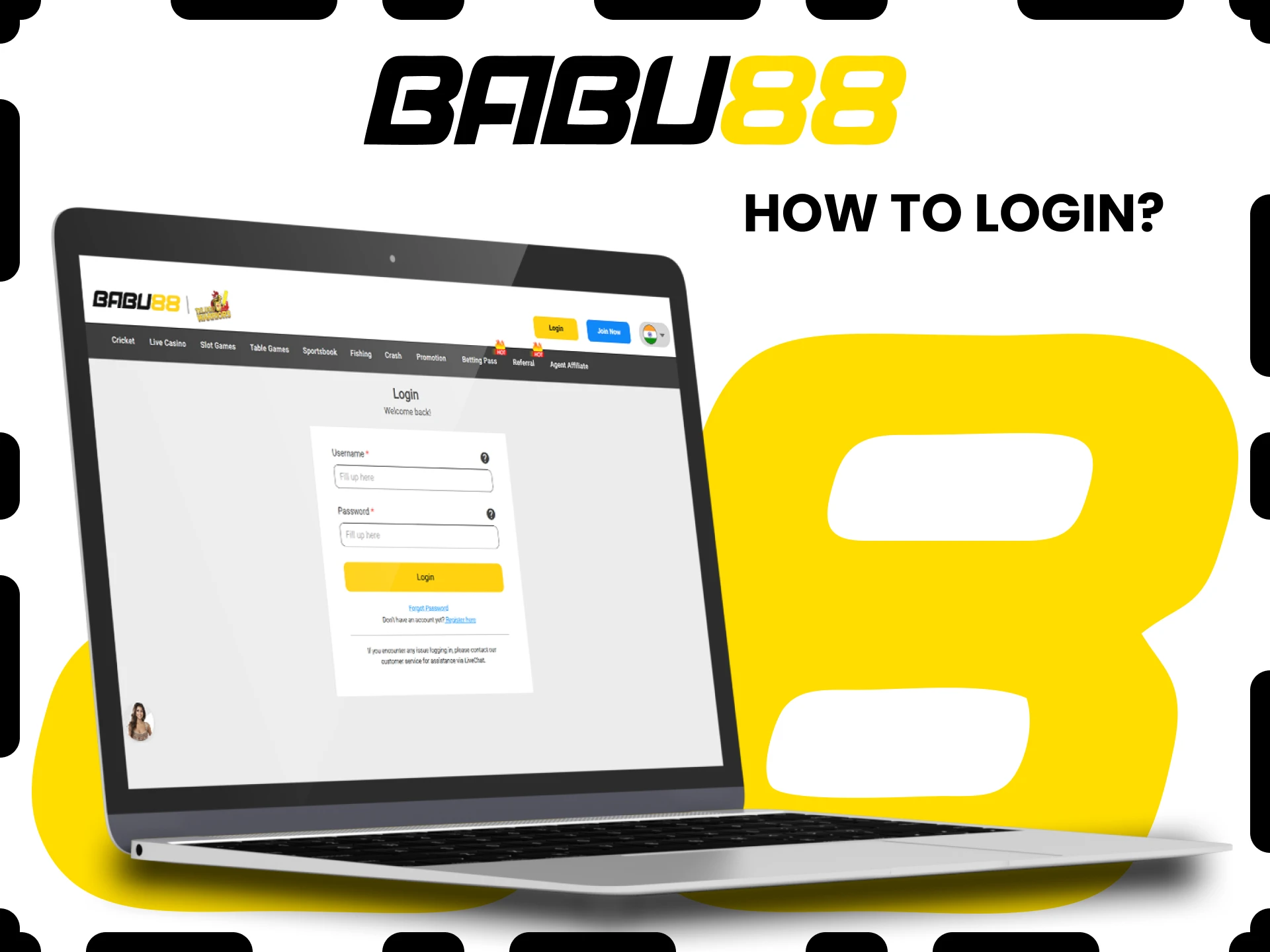 Log in to your Babu88 personal account.