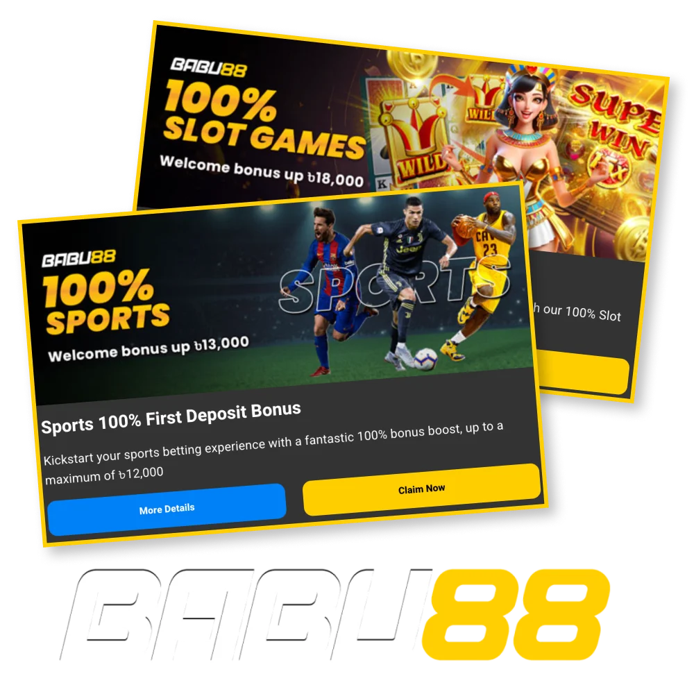 You are offered a wide selection of bonuses for sports betting and casino on the official Babu88 website.
