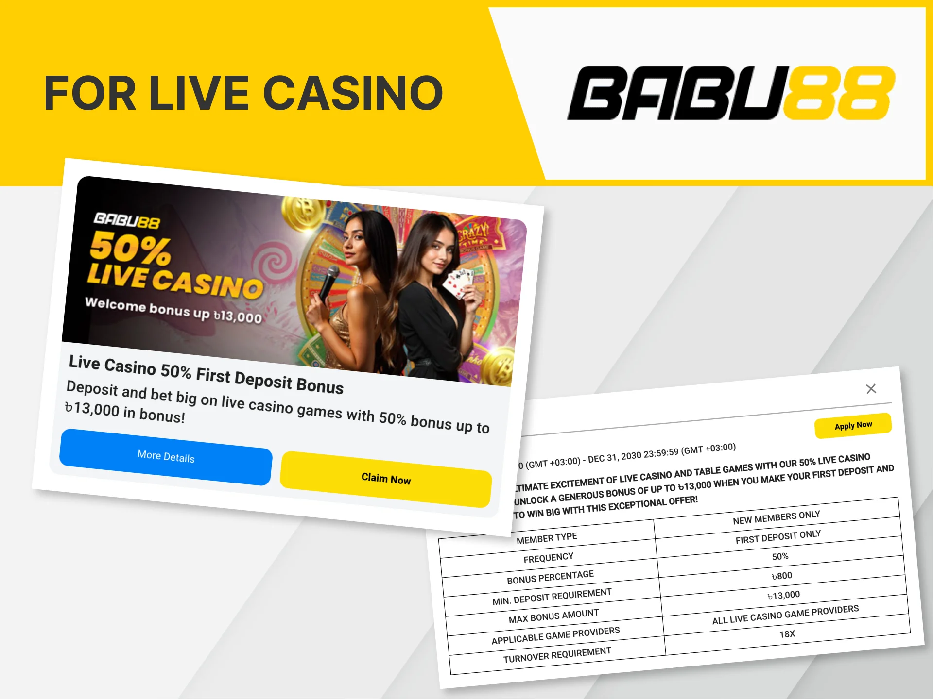 On the Babu88 website you will also find bonuses for the live casino.