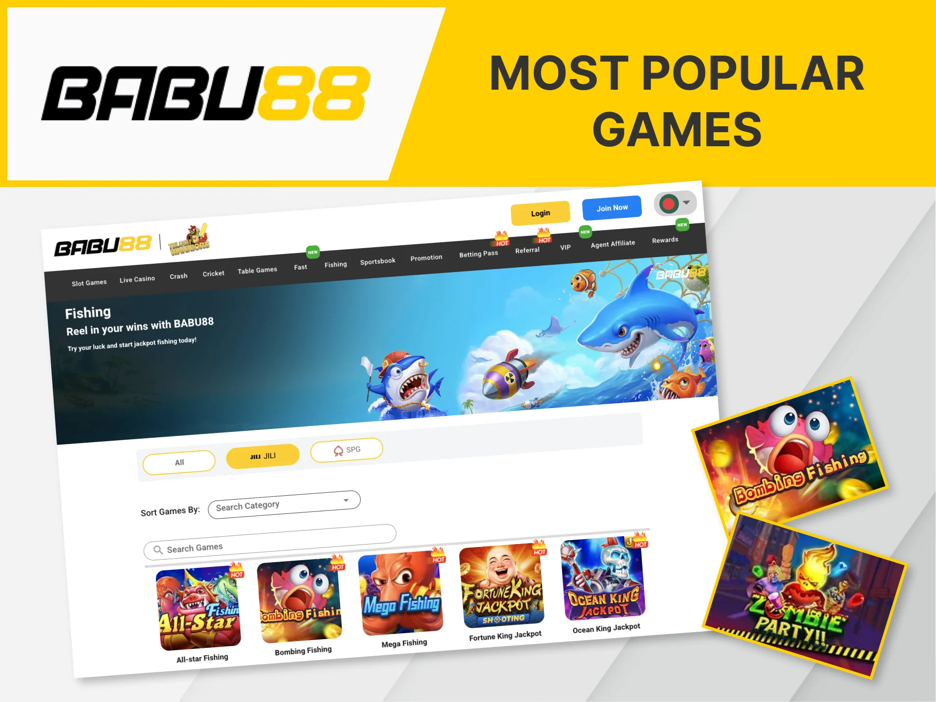 Find out which fishing games are the most popular on the Babu88 casino website.