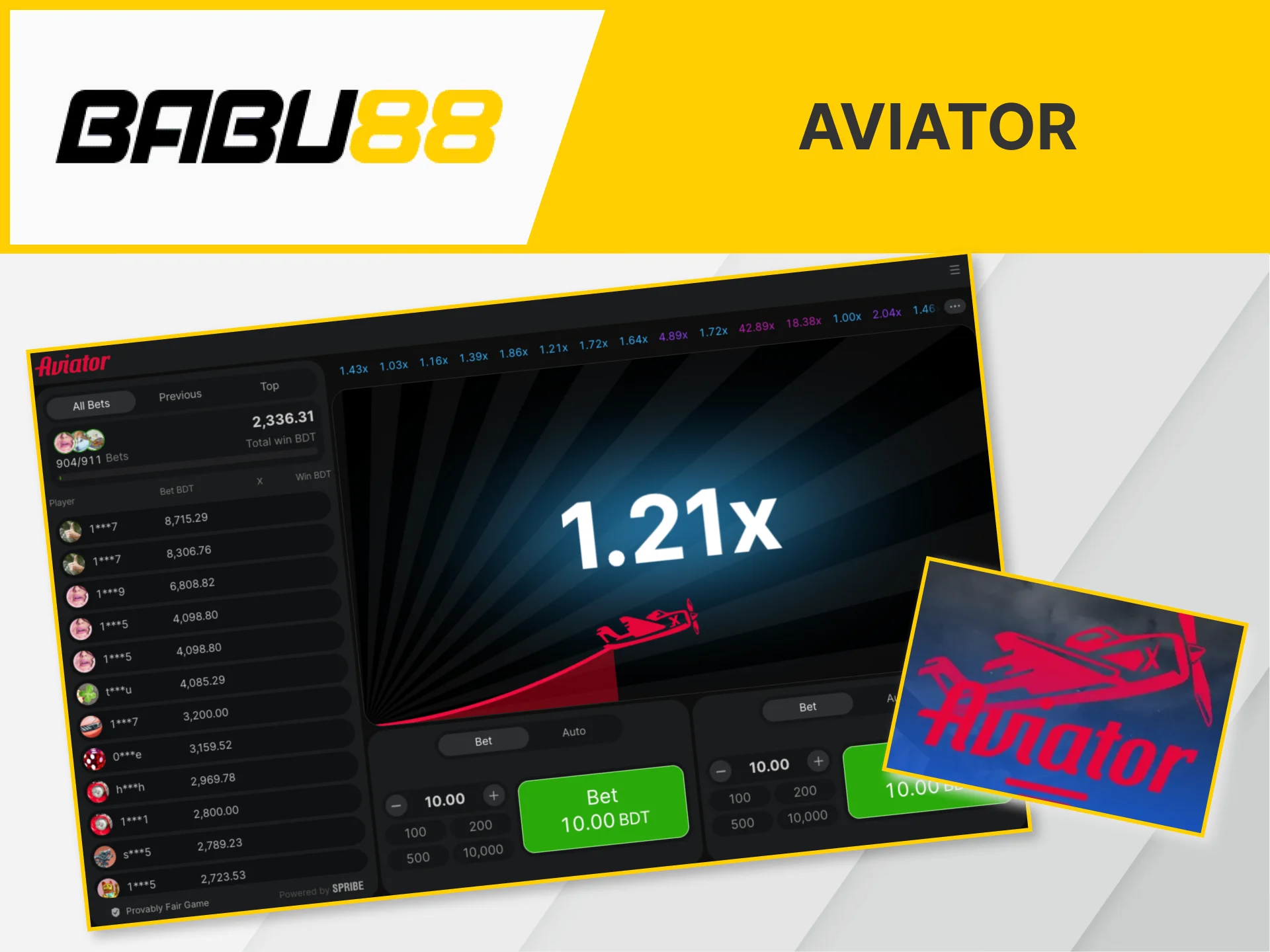 The popular game Aviator is available at Babu88 Casino.
