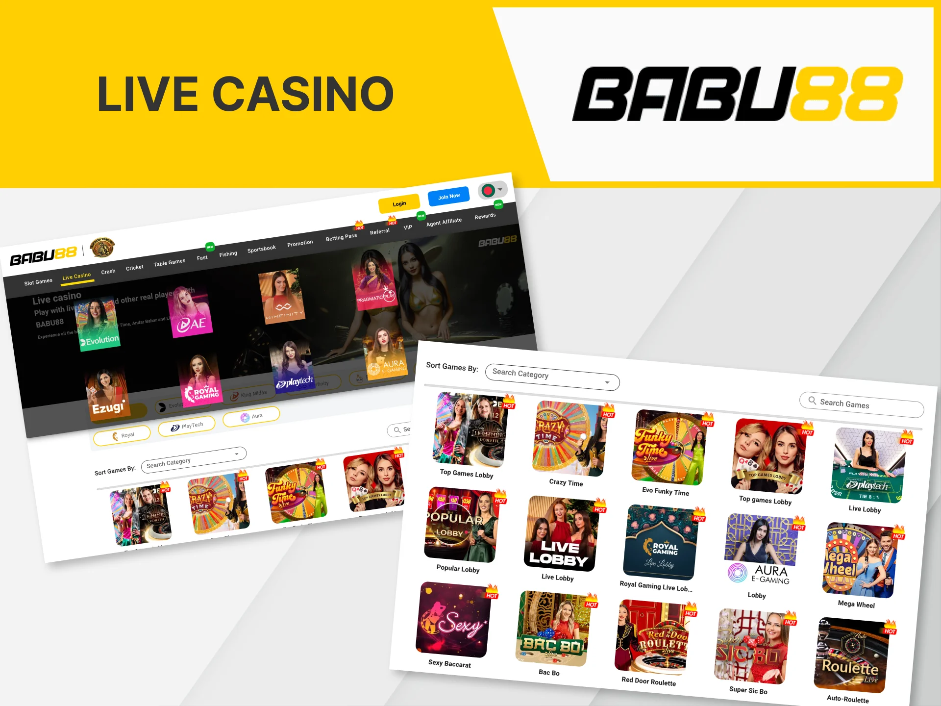 You'll be pleasantly surprised by the live casino section on the official Babu88 casino website.