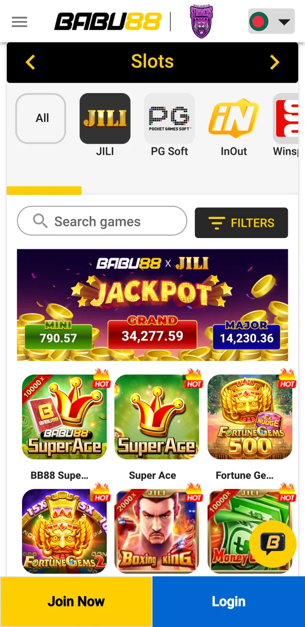 Visit the casino section on the official Babu88 website.