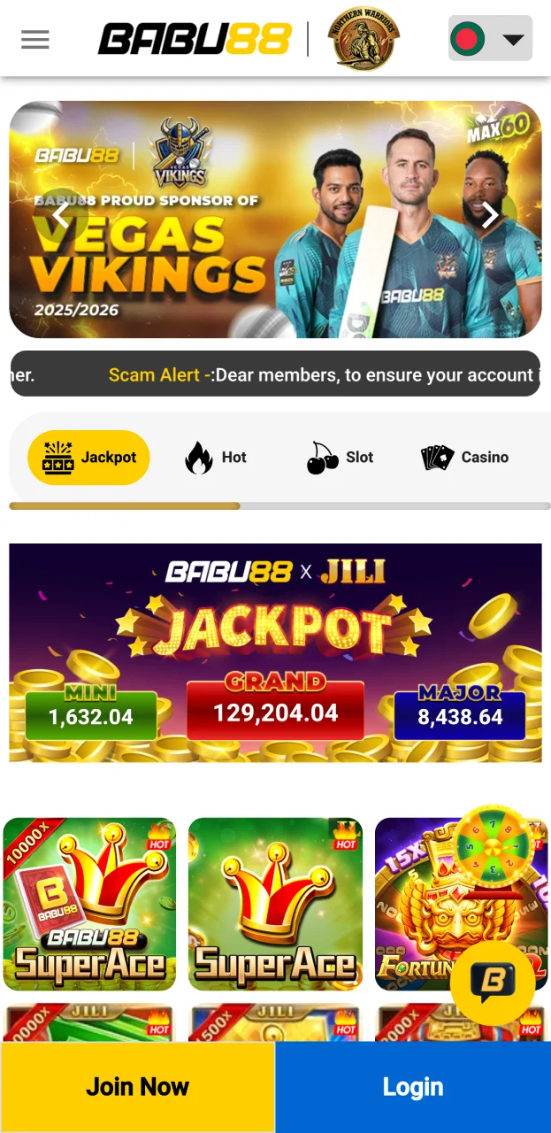 Open the main page of the site to start registration on Babu88.