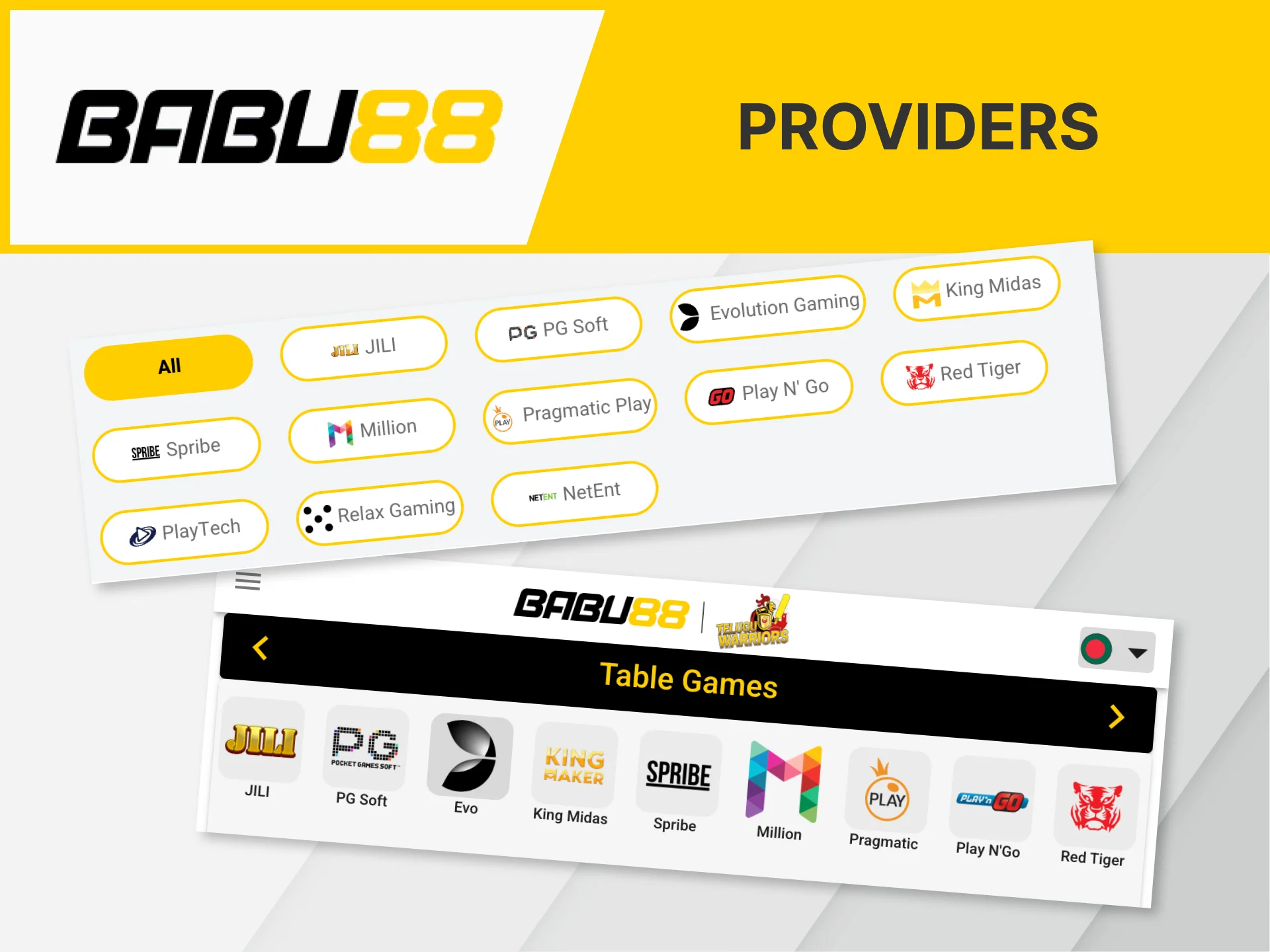Only the best providers are represented on the Babu88 casino website.